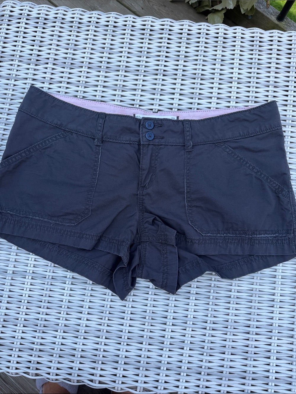 Hollister Charcoal Mid-Rise Cotton Blend Shorts
